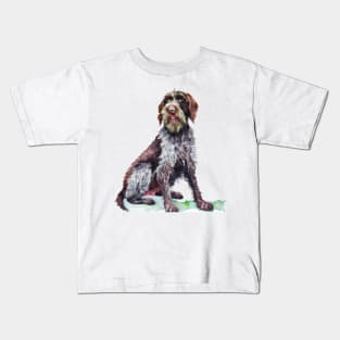 German Wirehaired Pointer Watercolor Painting Kids T-Shirt
